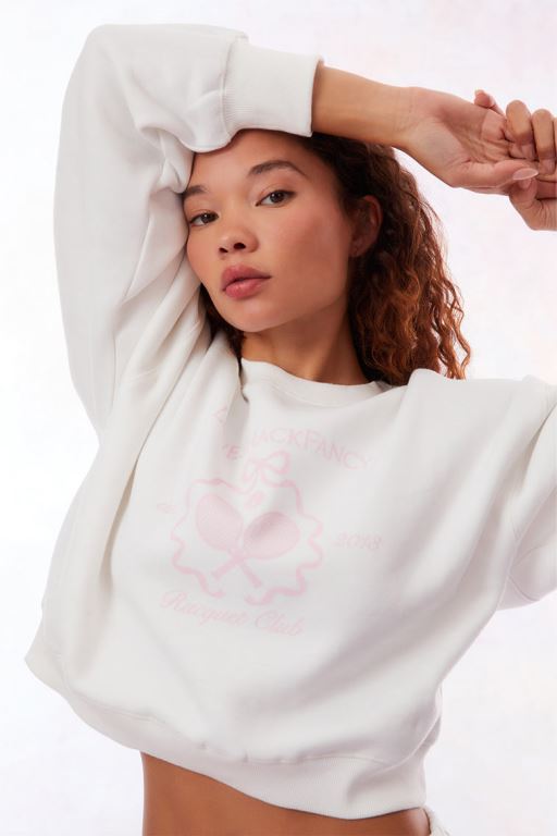 White Women LoveShackFancy Aneria Tennis Logo Pullover | ZJH-254910