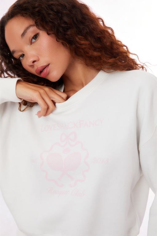 White Women LoveShackFancy Aneria Tennis Logo Pullover | ZJH-254910