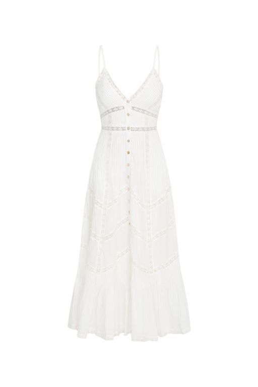 White Women LoveShackFancy Esilda Cotton Midi Dress | KSC-605481