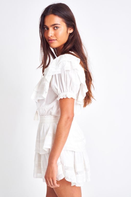 White Women LoveShackFancy Liv Cotton Ruffled Dress | ARE-549071