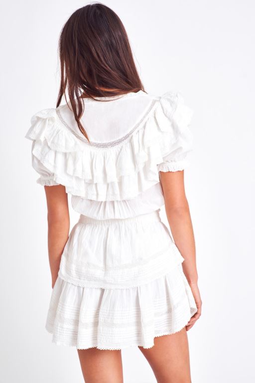 White Women LoveShackFancy Liv Cotton Ruffled Dress | ARE-549071