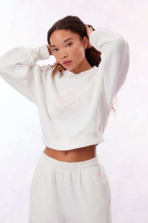 White Women LoveShackFancy Malone Tennis Logo Sweatpants | ZQO-638029