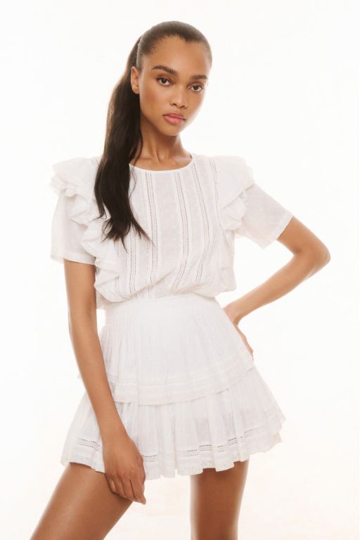 White Women LoveShackFancy Natasha Heritage Mini Dress | MRO-502768