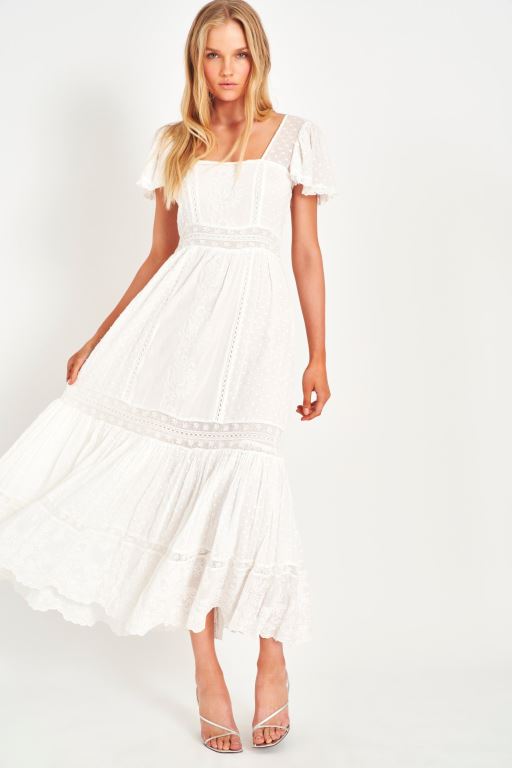 White Women LoveShackFancy Norma Maxi Dress | FRQ-465739