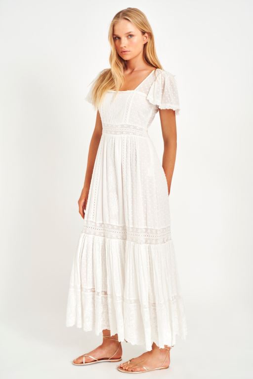 White Women LoveShackFancy Norma Maxi Dress | FRQ-465739