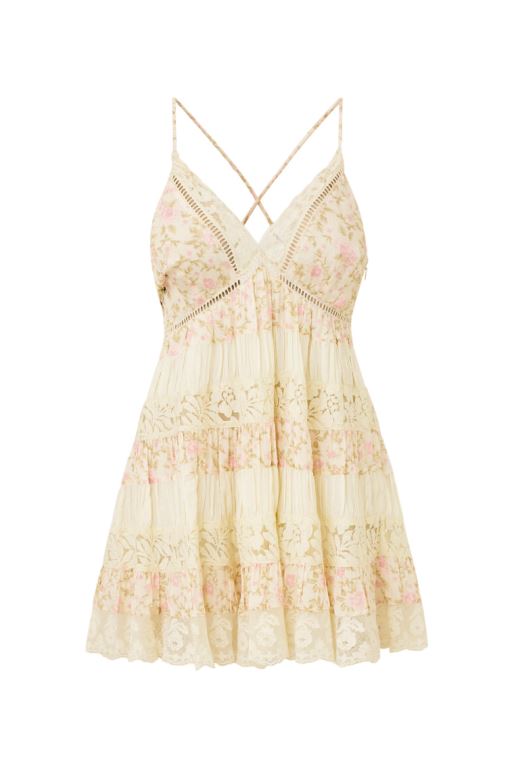 White Women LoveShackFancy Posie Floral Mini Dress | PFS-158364