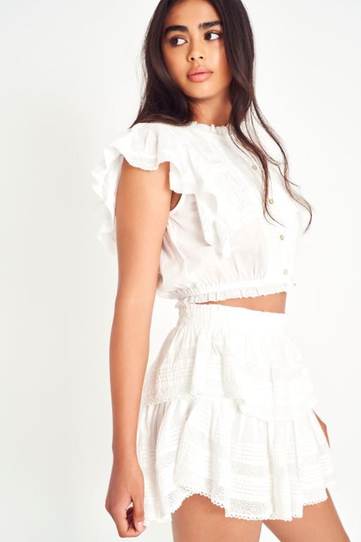 White Women LoveShackFancy Ruffle Mini Heritage Skirts | LRP-820546