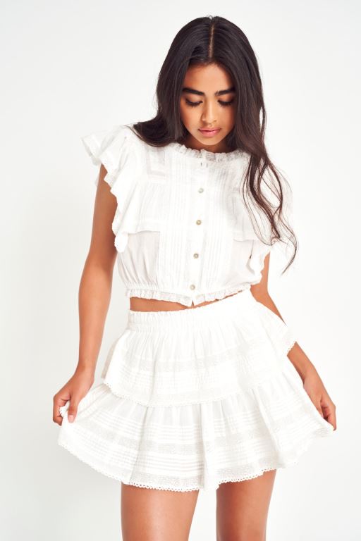 White Women LoveShackFancy Ruffle Mini Heritage Skirts | LRP-820546