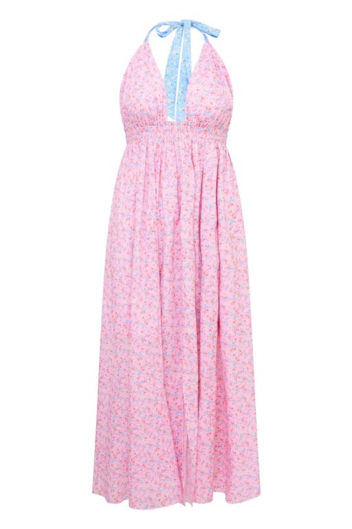 Windsor Petal Print Mix Women LoveShackFancy Love Re-edition Floral Halter Dress | NOK-890637